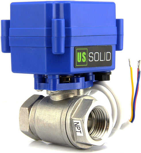 Motorized Ball Valve, 1/2" Stainless Steel Electrical Ball Valve, Full Port, 9-24V AC/DC Setup by U.S. Solid