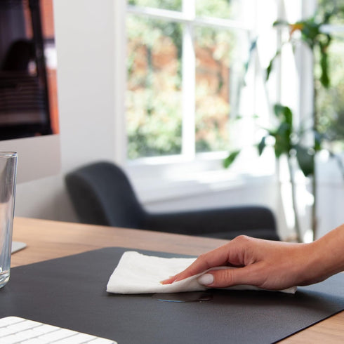 Smead Charcoal Desk Pad, Vegan Leather Mat with Non-Slip Faux Suede Backing, Perfect Desk Organizer for Office Decor