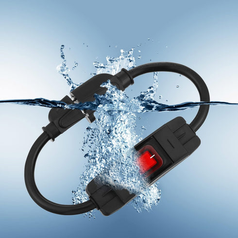Weewooday 3 Prong Outdoor Extension Cord with Waterproof Switch, 1.5 ft, 1875W Heavy Duty 14/3 SJT Cable