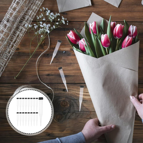 EXCEART 50Pcs 4.33In Flower Stem Water Tubes with Lids | Floral Arrangement Supplies for Fresh Roses | Plastic Vials