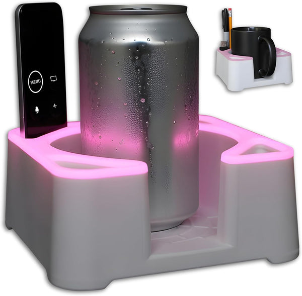 MugBrick Glowing Portable Silicone Cup Holder for Bed, Couch, Nightstand. Dishwasher Safe,