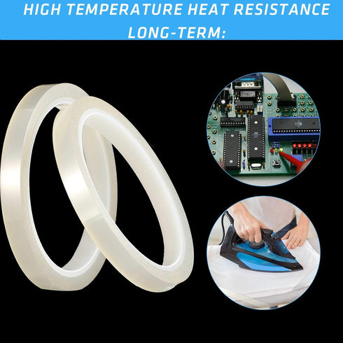 Zonon 2 Pieces 108 ft Clear Heat Tape - High Temp Resistant for Sublimation and Heat Transfer, Ideal for Electronics