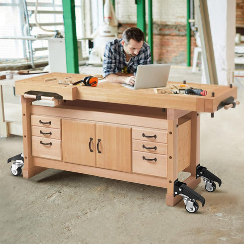 SPACECARE Heavy Duty Workbench Casters Kit, 800Lbs Capacity Set of 4 Adjustable Steel