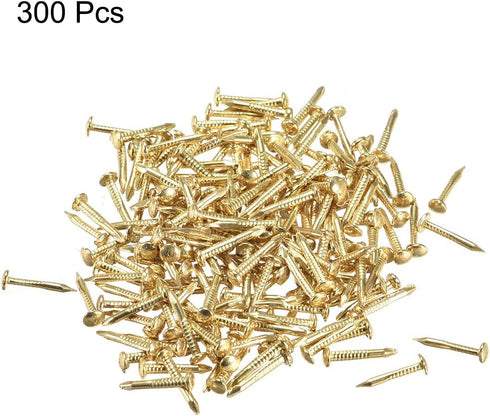 uxcell Small Tiny Nails 1.2x10mm (DxL) for Wooden DIY Decorative Pictures, Brass Tone, 300pcs