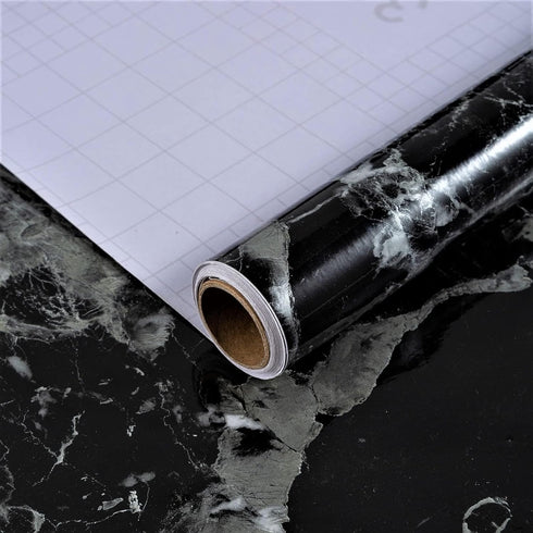 16x118 inch Black Marble Contact Paper - Peel and Stick Waterproof Vinyl for Kitchen Cabinet Decoration