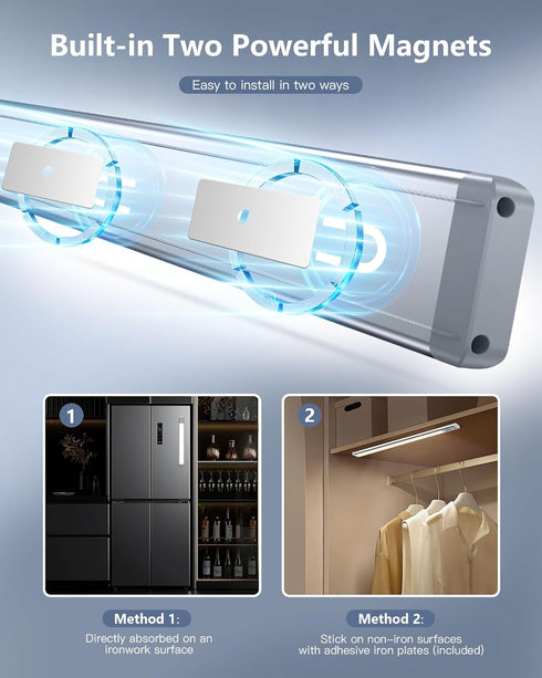 OTWKAY 14.5inch 3 2 Pack Dimmable Counter Closet Under Cabinet Lighting with Color Temps, Rechargeable Motion Sensor