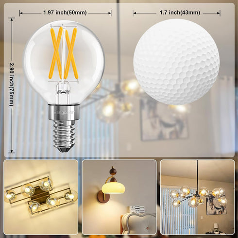 Dimmable E12 Bulbs 60 6 PACK G16.5 6W Bulbs, 3000K E12 Bulb 60W 600LM, CRI80+ LED Watt Equivalent, Small Globe LED
