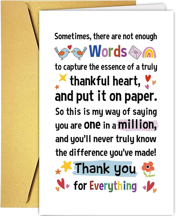 Supoeguk Lovely Thank You Card for Friend, Appreciation Card for Boss Coworker, Poem