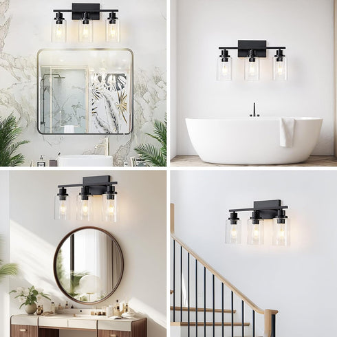 3 E26 Light Bathroom Light Fixtures Black Vanity Light Over Mirror Modern Farmhouse Wall Lighting Sconces Rustic