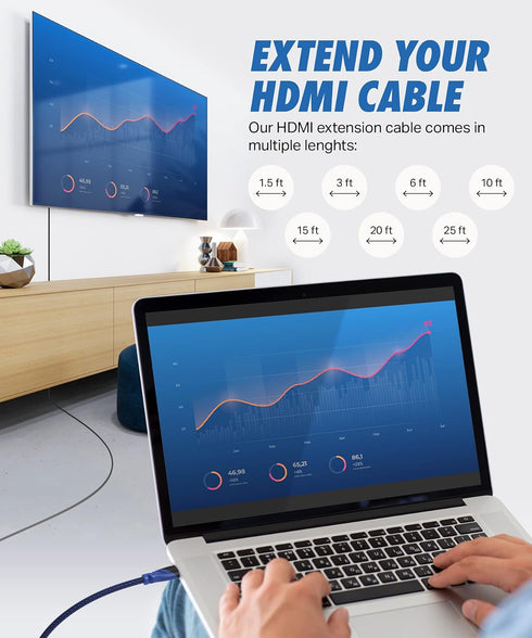 20 4k Ultra Clarity Cables High Speed HDMI Extension Cable - ft - Male to Female Connector HDMI Extender