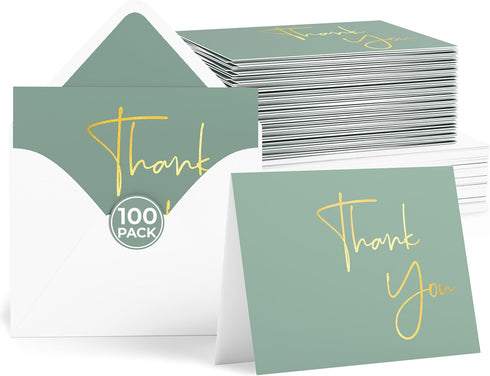 VNS Creations Gold Foil Thank You Cards With Envelopes Bulk Set &