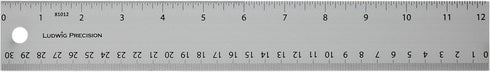 Ludwig Precision Aluminum Straight Edge Ruler, 12-Inch, Silver