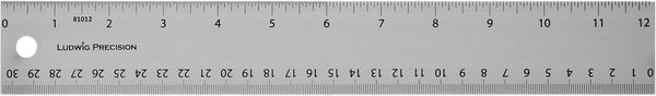 Ludwig Precision Aluminum Straight Edge Ruler, 12-Inch, Silver