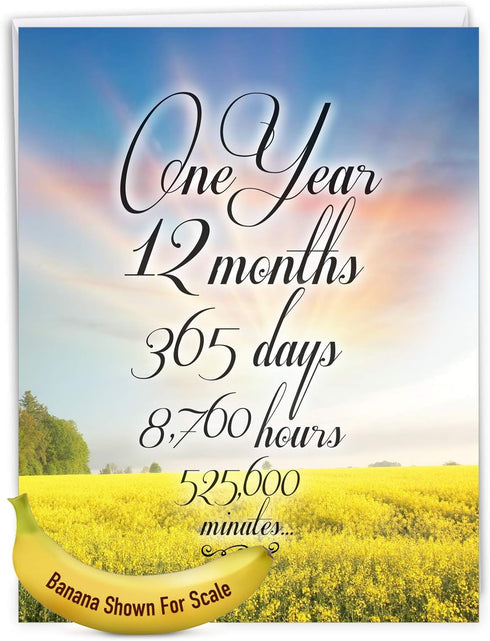 NobleWorks 1 Year Anniversary Recovery Jumbo Greeting Card, Encouragement Notecard for Milestone Sobriety Support