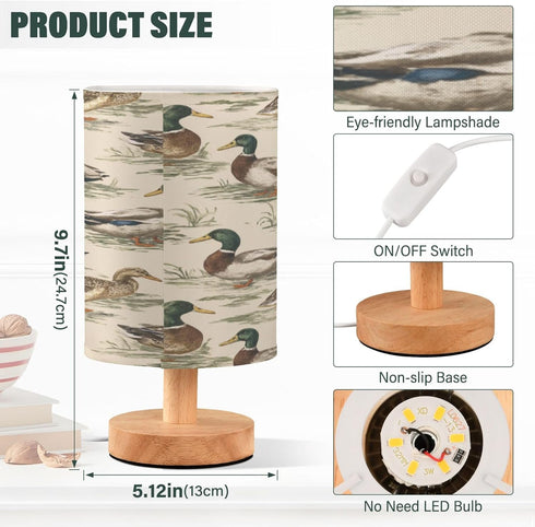 Vozoza Mallard Duck LED Table Lamp with USB Port Night Light Bedroom Lamps for Nightstand Living Room Dorm Home Office