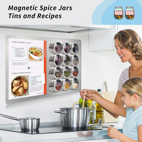 Magnetic Board, 17.1" x 11.8" Magnet Display for Wall, Refrigerator, Cabinet, with Dual Lock Tape for Hanging