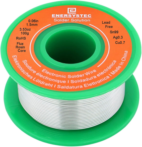 Solder Wire Lead-Free Electronics Alloy, 100g, Rosin Core No Clean for Electrical Soldering