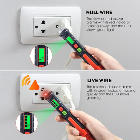 WGGE AC Voltage Tester, Non-Contact Voltage Tester with Dual Range AC 12V-1000V, LCD Display, Buzzer Alarm