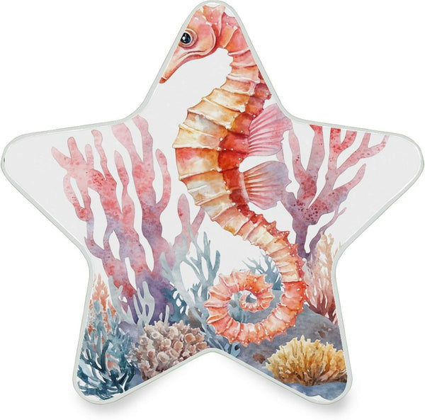 Burbuja Watercolor Coral Reef Seahorses LED Night Light Plug into Wall 0.2W Star-Shaped