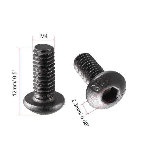 uxcell M4 x 10mm Black Alloy Steel Hex Bolt Socket Head Cap Screws - 100 Pcs