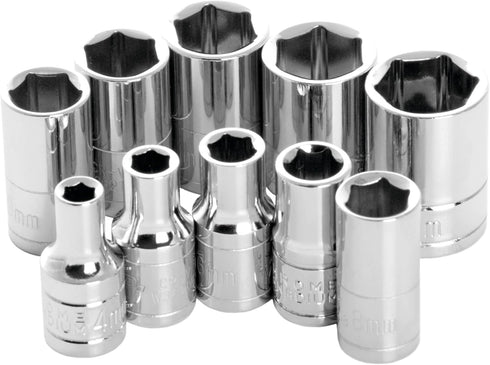 Performance Tool W36202 1/4-Inch Drive 6-Point MET Socket Set, 10-Piece, Metric by Performance Tool