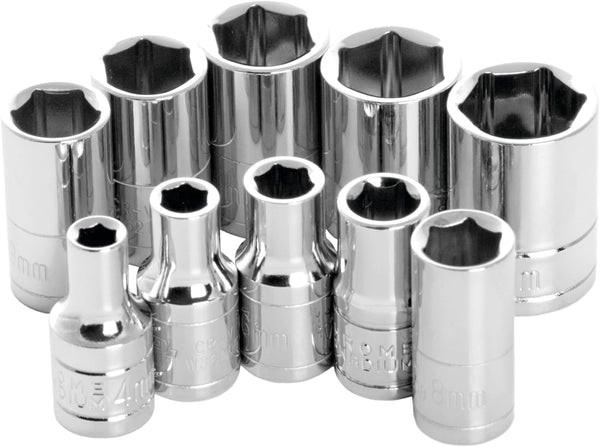 Performance Tool W36202 1/4-Inch Drive 6-Point MET Socket Set, 10-Piece, Metric by Performance Tool