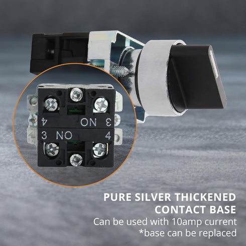 Rotary Switch - 2-Position Selector Switch Maintained, 22mm Mounting Hole, Electric NO NC Latching Switch, 220VAC