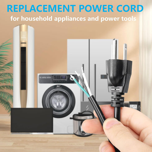 CERRXIAN 4FT 18 Gauge 3 Prong Heavy Duty Replacement Power Cord, 13A 110V NEMA 5-15P Male Plug
