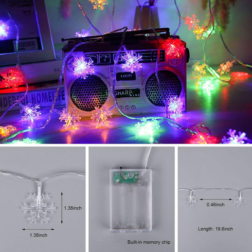 AUAUY 40 19.6FT 2 Snowflakes String Lights, LED String Lights Battery Operated Modes, Waterproof Outdoor Lights