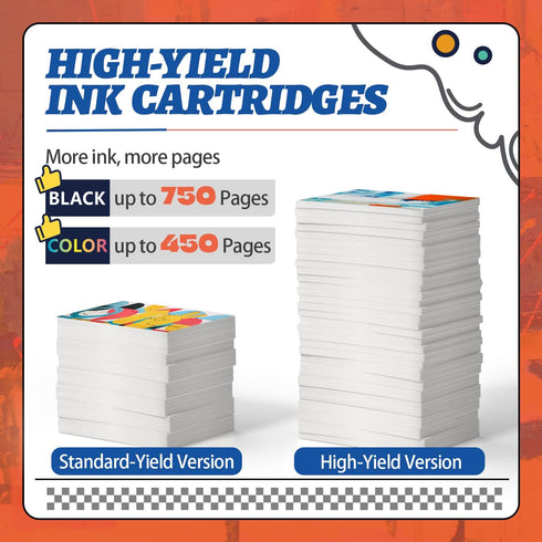 INKCLOUD Compatible Ink Cartridges Replacement for HP 63 Ink 63XL, for HP 3830, 4650, 4655, 5255, 5258, 4520, 4512,