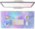 QIYI Multifunctional Office Desk Pad, Water-Resistant PU Leather Mouse Pad, Large Desk Organizer Mat, Mermaid Scales