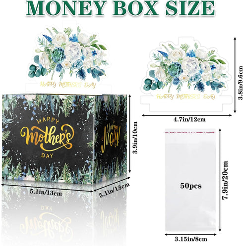 JWSCYSY 50Pcs Mother's Day Money Box for Cash Gift Pull, Surprise Money Holder Cash Gift for Wife Mom Grandmother, DIY