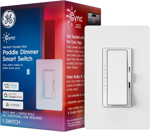 GE Cync Paddle Dimmer Smart Switch, Highly Customizable Dimmer Switch, Works with