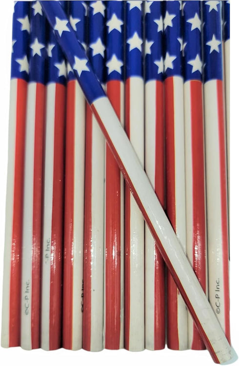 Vintage Look American US Flag #2 Lead Wooden 7.5" Pencils (Patriotic USA), Party Favor Stationery, 36
