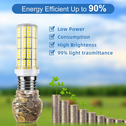 LED Corn Light Bulb, 200W Equivalent, 2500 Lumen, 5000K Cool Daylight White, 20W E26/E27 Base, Pack of 4