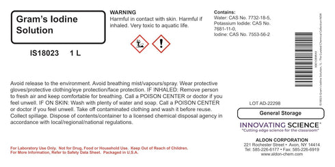 ALDON Innovating Science Gram's Iodine Solution, 1L - Curated Chemical Collection