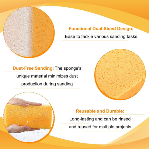 6 9 4.5 3.1 Inch Gisafai Pcs Drywall Wet Sanding Sponge x x Washable Reusable Drywall Sanding Blocks for Smoothing