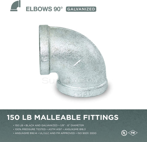 HNOM0034 Galvanized Malleable Pipe Fitting, 0.75 Inch