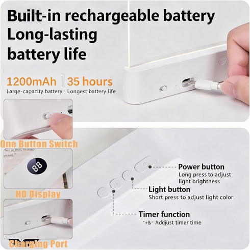 Generic 2 1 3 Dimming, Book Page Light, in Rechargeable Flat Book Light, Color Temperatures & Stepless Clear LED Smart