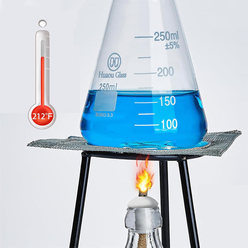 Glass Erlenmeyer Flask Set, 50ml, 150ml, and 250ml, Narrow Mouth Graduated Flasks, 3.3 Borosilicate Glass