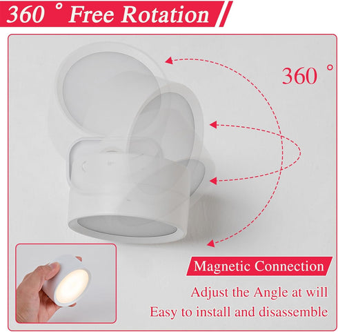 KSNALUX 360 2 Dimmable LED Red Light Therapy Lamp for Sleep Magnetic Rotating USB Rechargeable Night Light with Remote