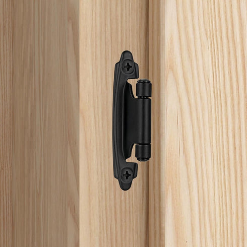 4 Pack (2 Pair) Matte Black Self Closing Cabinet Hinges for Flush Mount Kitchen Cabinet Door