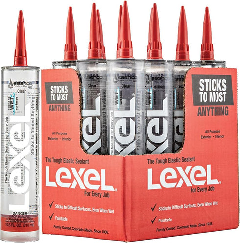 Sashco 13010 10.5oz Clear Lexel Adhesive Caulk, 10.5-Ounce