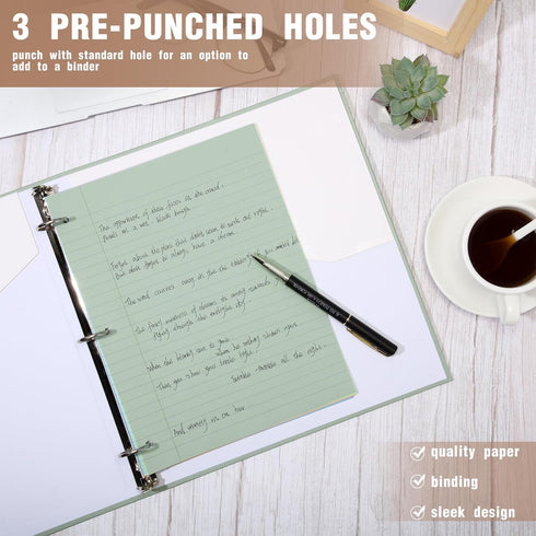 PerKoop 12 Pack Lined Paper, 600 Sheets Wide Ruled 8 x 10.5 Inch, 3 Hole Punched Notebook Paper