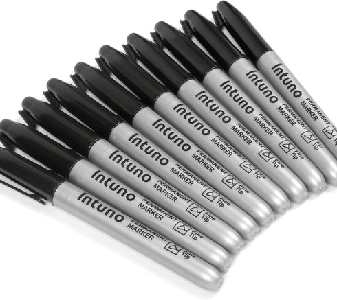 INTUNO 120 Count Permanent Markers, Black, Fine tip, Oil-Based Permanent Markers, Waterproof and Fade-Resistant