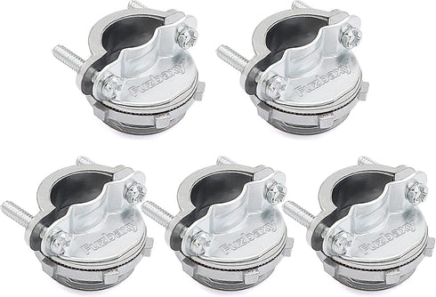 5 Pack 1 Inch NM Cable Clamp Type Connectors for Metallic Conduit Protect Cables, Silver-Zinc