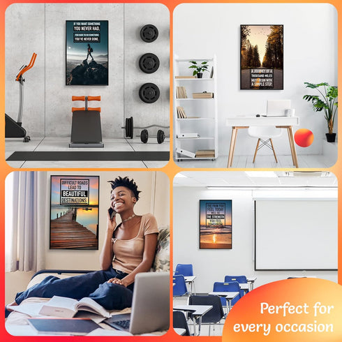 Motivational Wall Decor, Positive Affirmations, Set of 6 Inspirational Posters for Office Decor