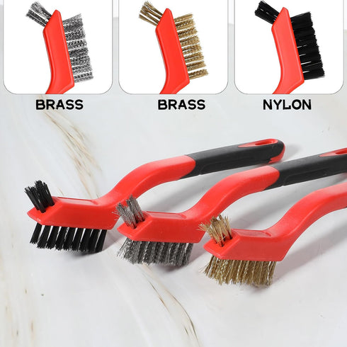 JJUNW 8Pcs Set, Set Nylon Cleaning Brushes, Steel Wool Brush, Crevice Cleaning Brushes Wire Brush Detailing Brushing