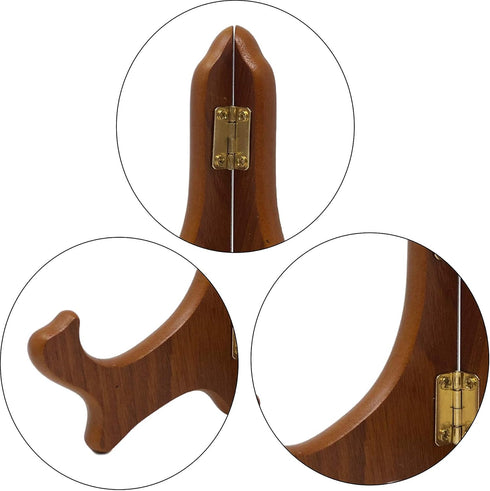 BANBERRY DESIGNS Walnut Wooden Easels, Set of 3, Premium Quality Folding Display Stand 7" H for Plates, Books