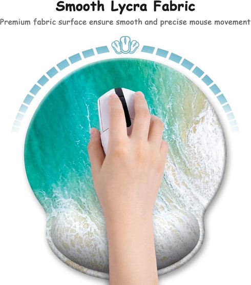 Ergonomic Mouse Pad with Wrist Support, Beach Style Memory Foam Mouse Pads, Cute Office Accessories Decor, Pain Relief
